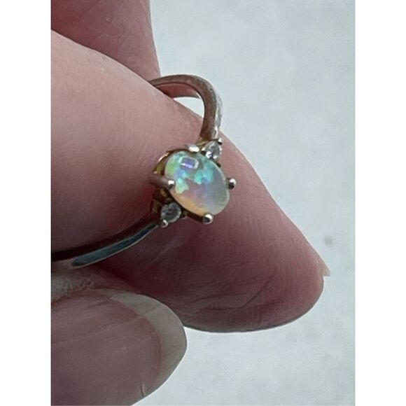Sterling silver Opal diamond size 7:25 ring - Picture 7 of 10